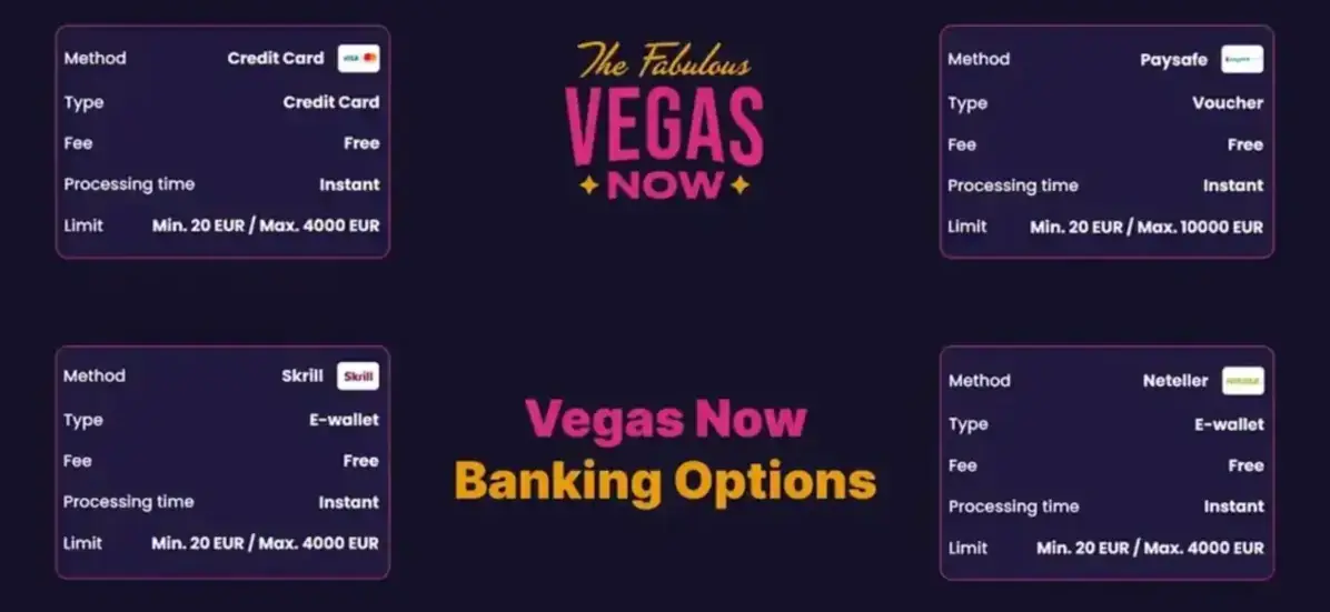 Vegas Now Cashier Options for payment Methods and withdrawal Requests